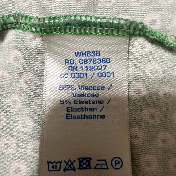 Boden Green and White Puff Sleeve Wrap  Dress - Picture 3 of 11